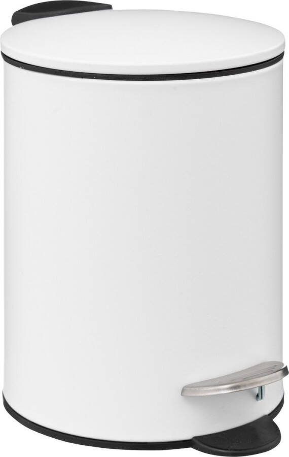 5five Pedaalemmer wit metaal 3L 23 cm soft close voor badkamer en toilet