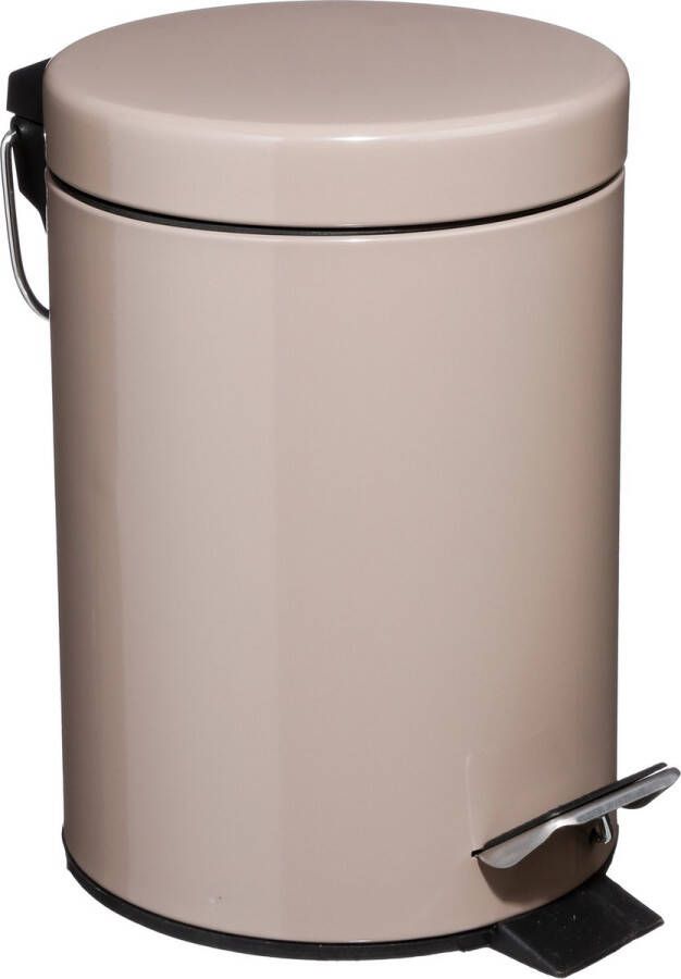 5five Prullenbak pedaalemmer taupe metaal 3 liter 17 x 25 cm Voor badkamer en toilet