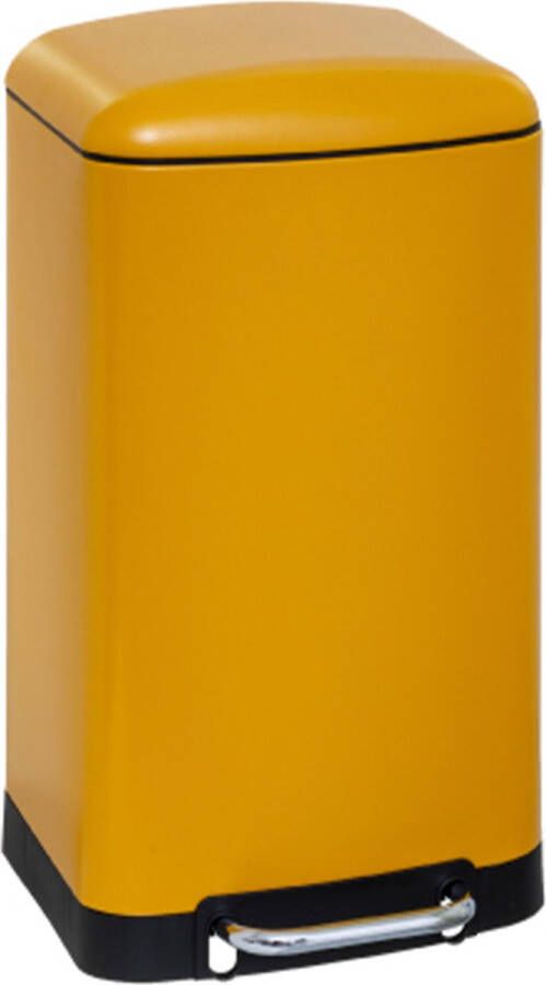 5five Prullenbak pedaalemmer geel metaal 30 liter 34 x 32 x 61 cm keuken