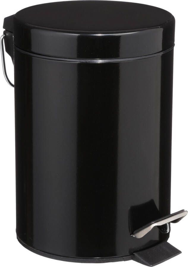 5five Prullenbak pedaalemmer zwart metaal 3 liter 17 x 25 cm Voor badkamer en toilet