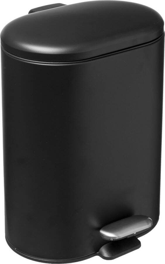 5five Prullenbak pedaalemmer zwart rvs metaal 6 liter 15x24x30 cm Badkamer en toilet