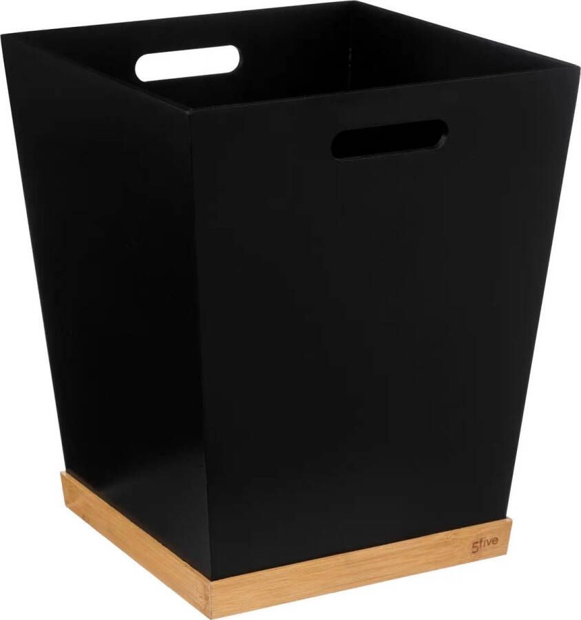 5Five Prullenbak vuilnisbak 23 liter mdf hout zwart lichtbruin 27 x 27 x 32 cm kantoor Pedaalemmers