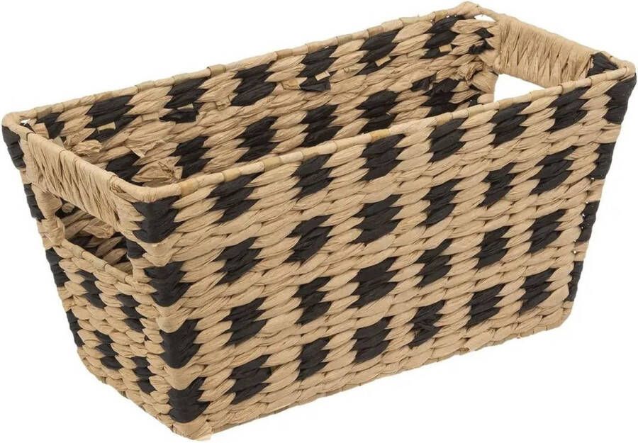 Five Gevlochten rieten opbergmand rechthoek beige zwart 31 x 15 x 15 cm Kast- badkamer mandjes verschillende formaten