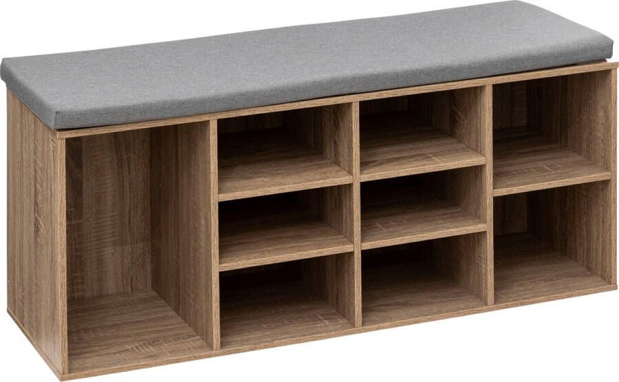 5Five Schoenen opbergbank met kussen 105x34x49cm 8 paar Bruin