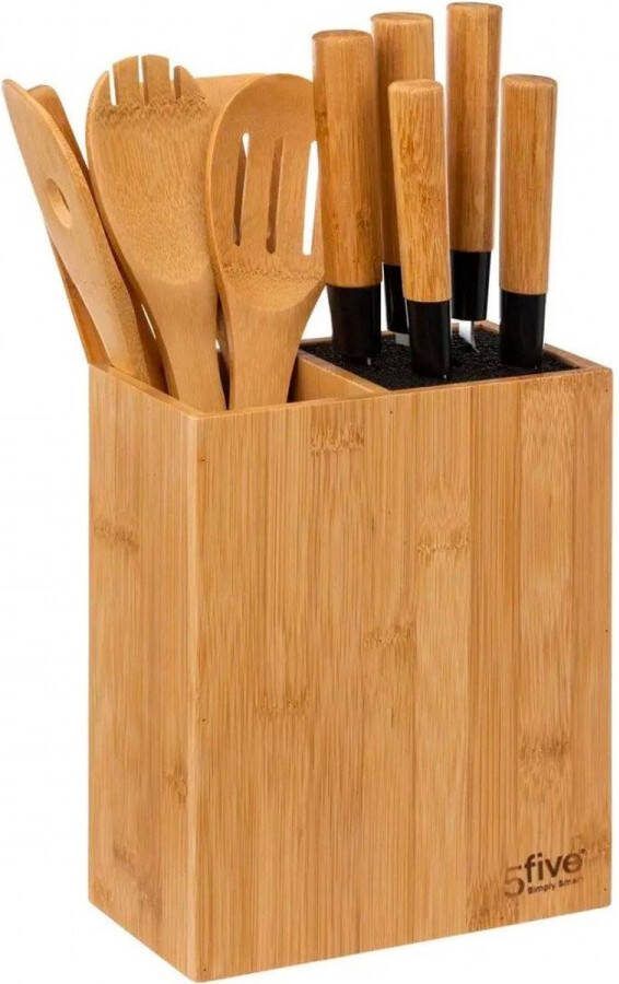 5five Set Messen en Keukengerei Bamboe 11 Stuks