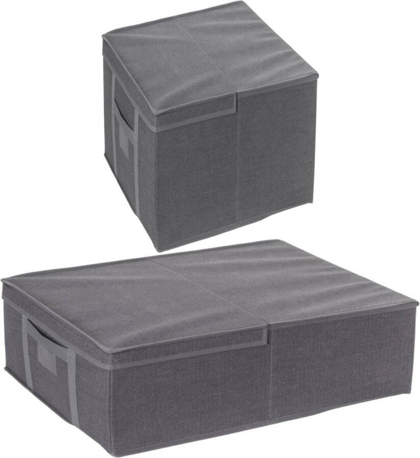5five Set van 2x dekbed kussen opberghoezen grijs met vacuumzak 40 x 40 x 25 cm en 60 x 45 x 15 cm