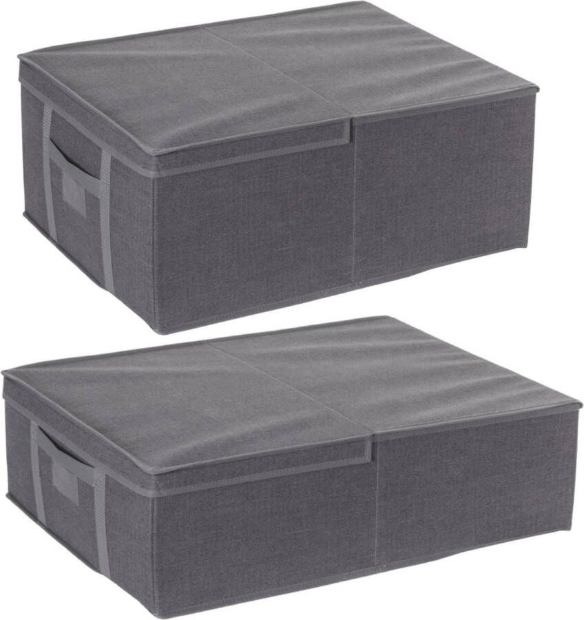 5five Set van 2x dekbed kussen opberghoezen grijs met vacuumzak 60 x 45 x 15 cm en 60 x 45 x 25 cm