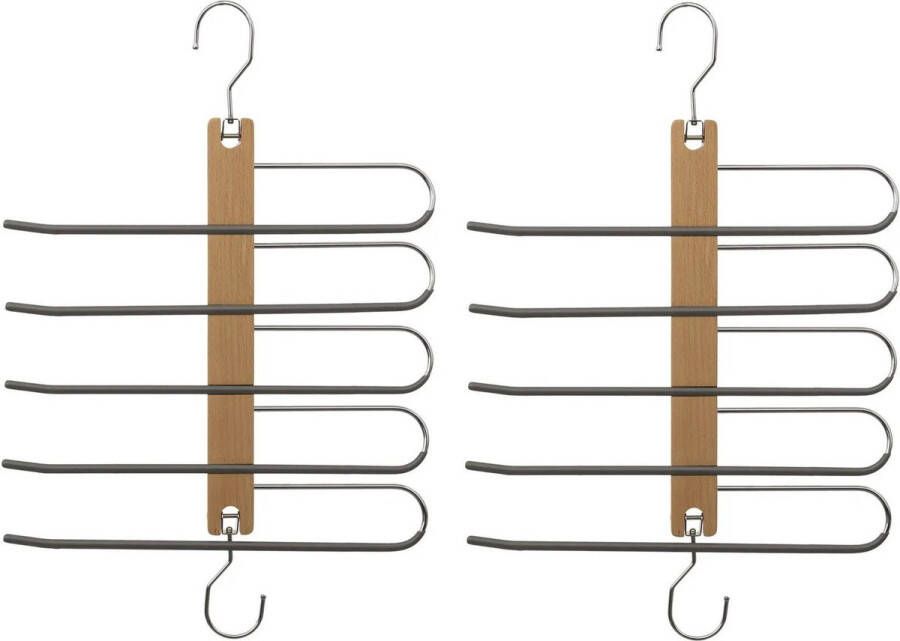 5five Set van 2x stuks luxe kledinghanger broekhanger voor 5 broeken 33 x 49 cm Kledingkast hangers kleerhangers broekhangers