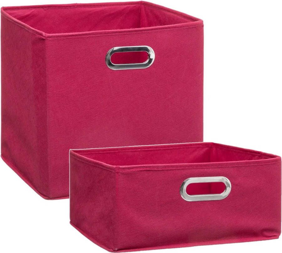 5five Set van 2x stuks opbergmanden kastmanden 14 en 29 liter framboos roze van linnen 31 cm Opbergboxen Vakkenkast manden