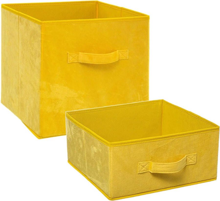 5five Set van 2x stuks opbergmanden kastmanden 14 en 29 liter geel van polyester 31 cm Opbergboxen Vakkenkast manden