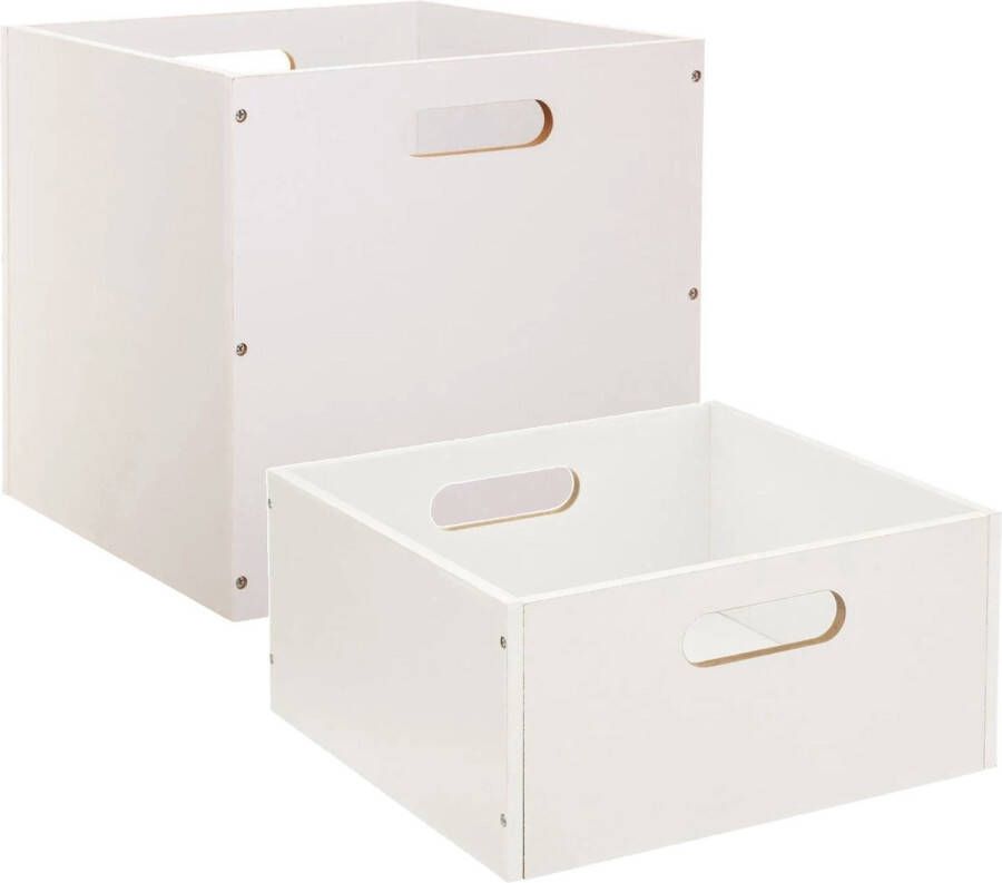 5five Set van 2x stuks opbergmanden kastmanden 14 en 29 liter wit van hout 31 cm Opbergboxen Vakkenkast manden