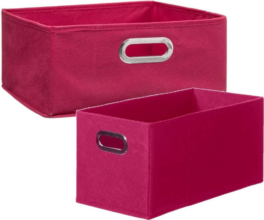 5five Set van 2x stuks opbergmanden kastmanden 7 en 14 liter framboos roze van linnen 31 cm Opbergboxen Vakkenkast manden