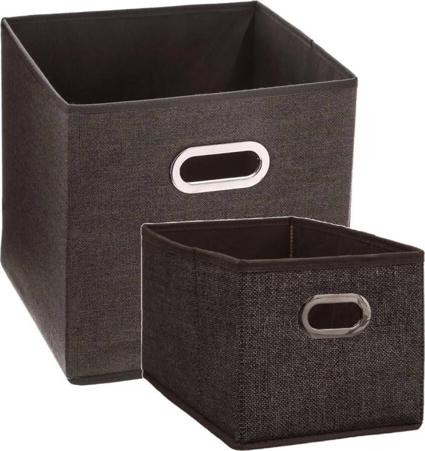 5five Set van 2x stuks opbergmanden kastmanden 7 en 29 liter bruin van linnen 31 cm Opbergboxen Vakkenkast manden