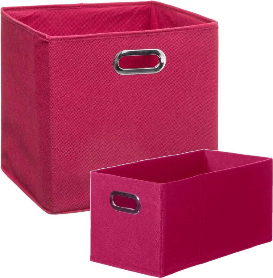 5five Set van 2x stuks opbergmanden kastmanden 7 en 29 liter framboos roze van linnen 31 cm Opbergboxen Vakkenkast manden