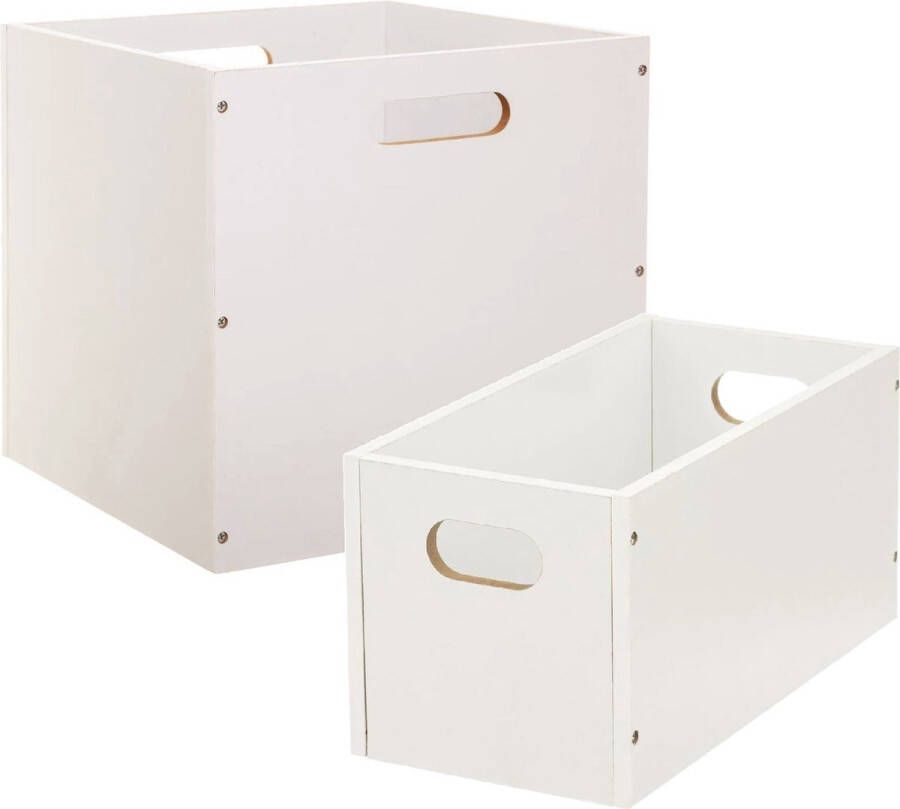 5five Set van 2x stuks opbergmanden kastmanden 7 en 29 liter wit van hout 31 cm Opbergboxen Vakkenkast manden