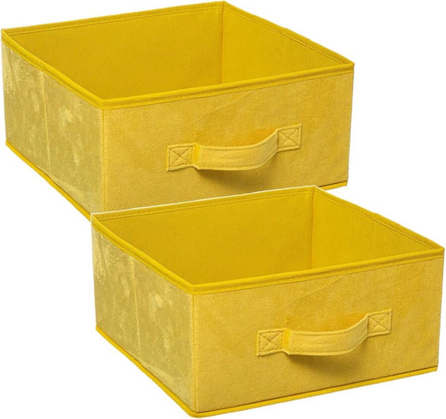 5five Set van 2x stuks opbergmand kastmand 14 liter geel polyester 31 x 31 x 15 cm Opbergboxen Vakkenkast manden