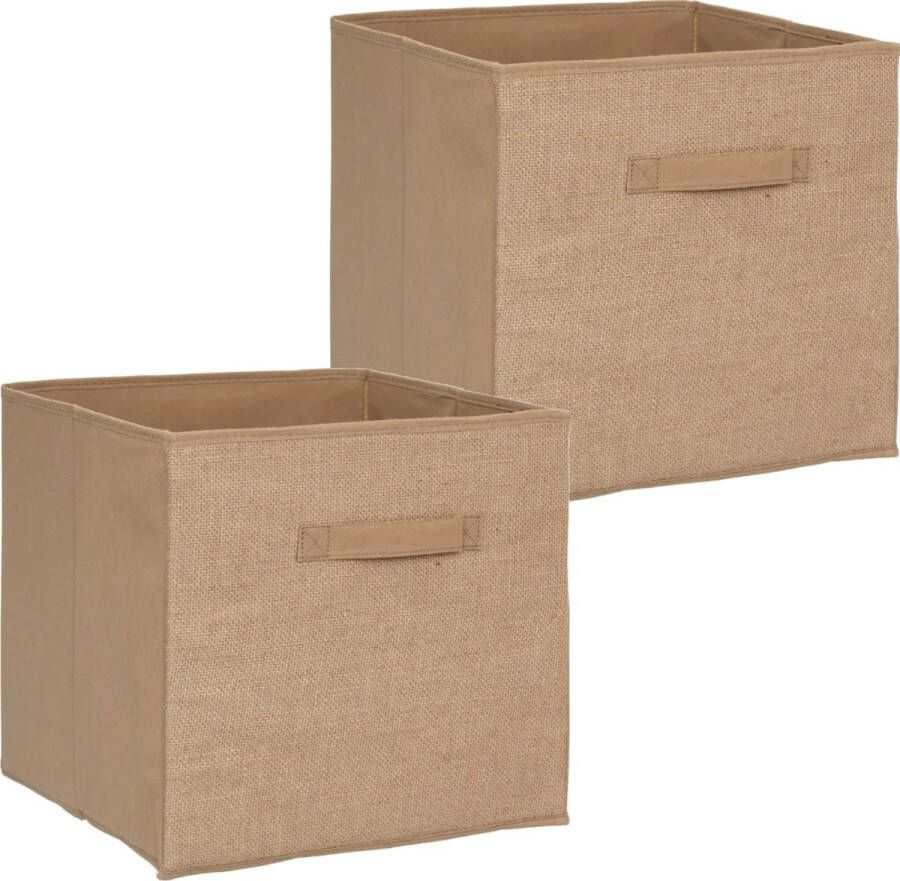 5five Set van 2x stuks opbergmand kastmand 29 liter bruin naturel jute 31 x 31 x 31 cm Opbergboxen Vakkenkast manden