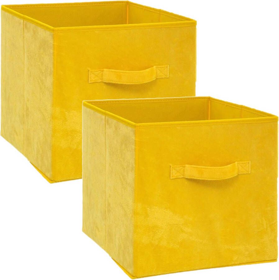 5five Set van 2x stuks opbergmand kastmand 29 liter geel polyester 31 x 31 x 31 cm Opbergboxen Vakkenkast manden