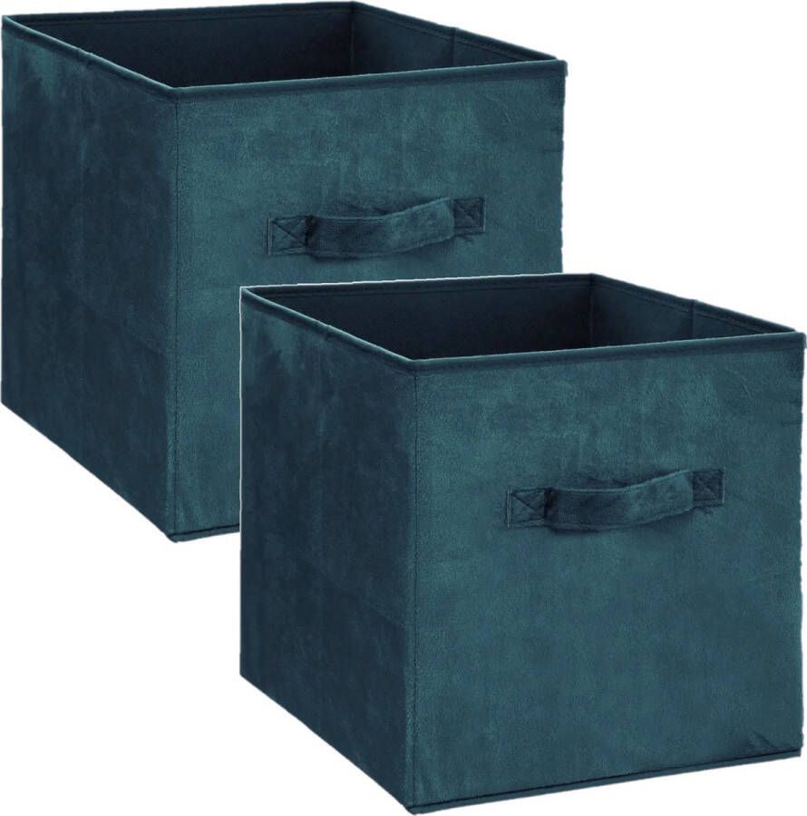 5five Set van 2x stuks opbergmand kastmand 29 liter petrol groen polyester 31 x 31 x 31 cm Opbergboxen Vakkenkast manden