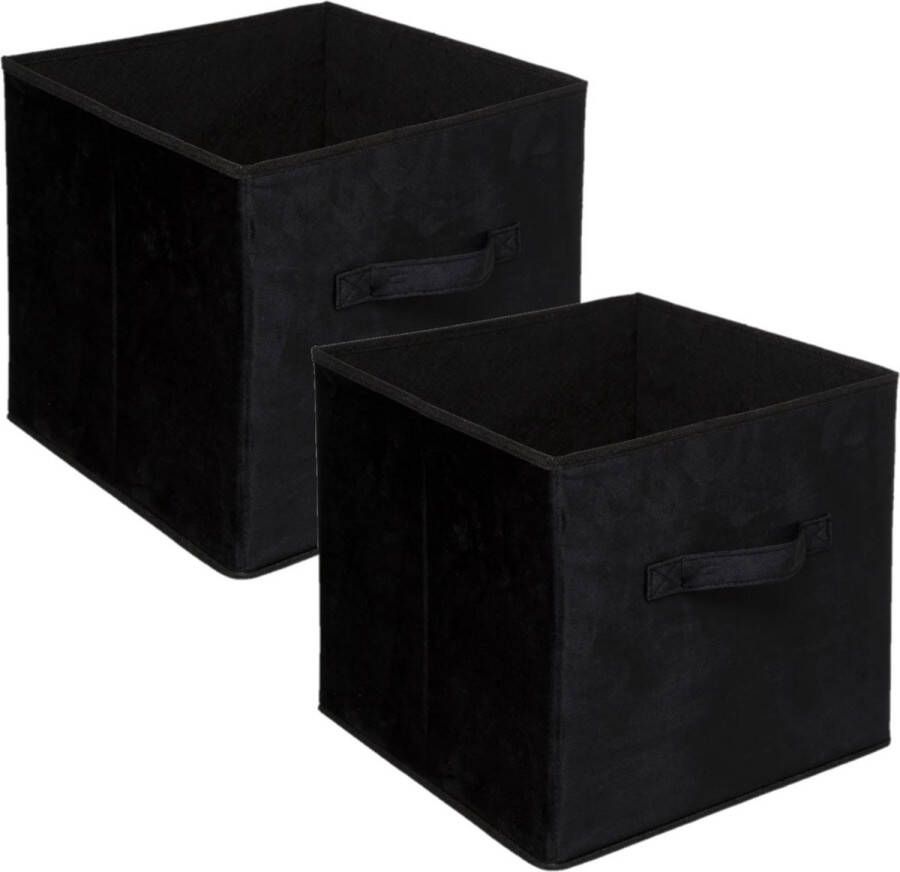 5five Set van 2x stuks opbergmand kastmand 29 liter zwart polyester 31 x 31 x 31 cm Opbergboxen Vakkenkast manden