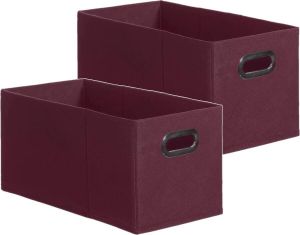 5five Set van 2x stuks opbergmand kastmand 7 liter aubergine paars linnen 31 x 15 x 15 cm Opbergboxen Vakkenkast manden