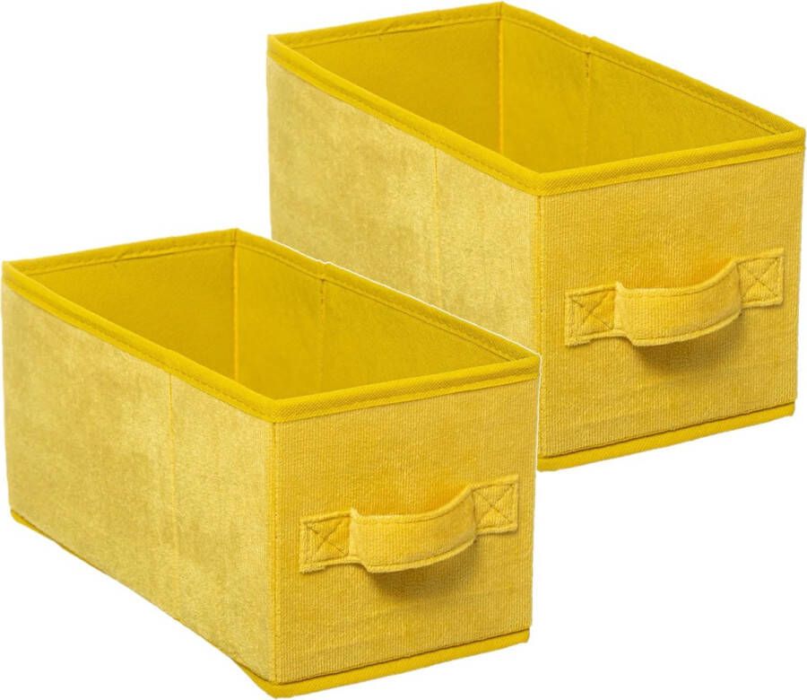 5five Set van 2x stuks opbergmand kastmand 7 liter geel polyester 31 x 15 x 15 cm Opbergboxen Vakkenkast manden