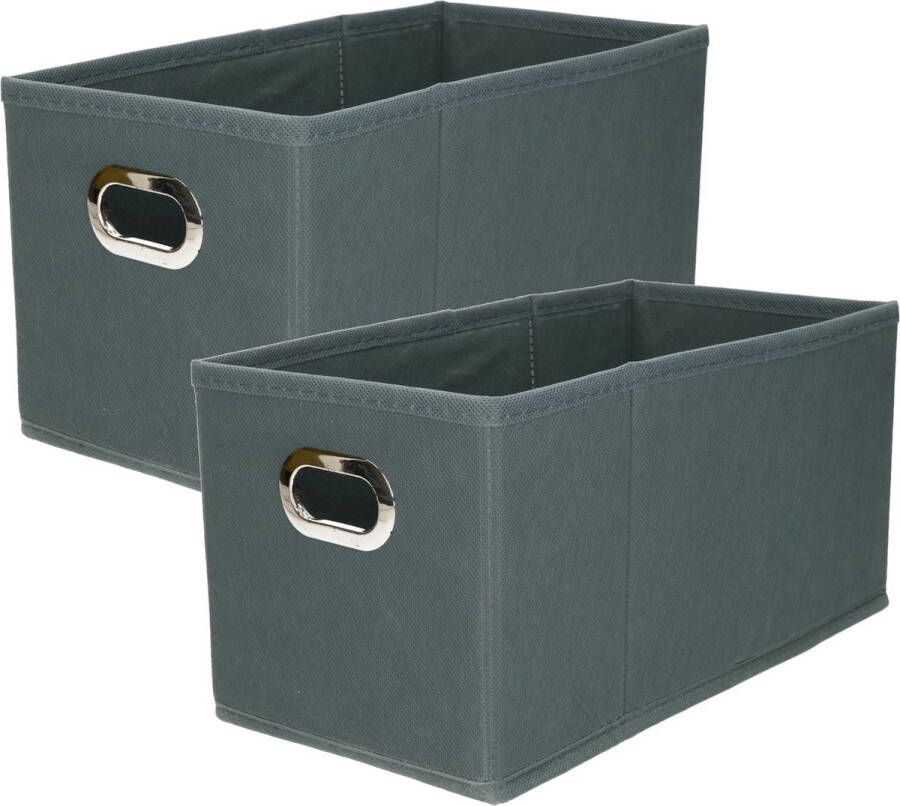 5five Set van 2x stuks opbergmand kastmand 7 liter grijsblauw linnen 31 x 15 x 15 cm Opbergboxen Vakkenkast manden