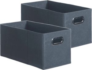 5five Set van 2x stuks opbergmand kastmand 7 liter grijsblauw linnen 31 x 15 x 15 cm Opbergboxen Vakkenkast manden