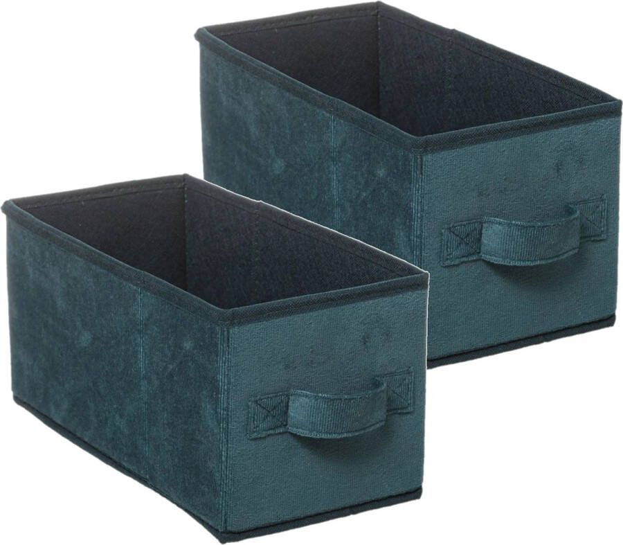 5five Set van 2x stuks opbergmand kastmand 7 liter petrol groen polyester 31 x 15 x 15 cm Opbergboxen Vakkenkast manden