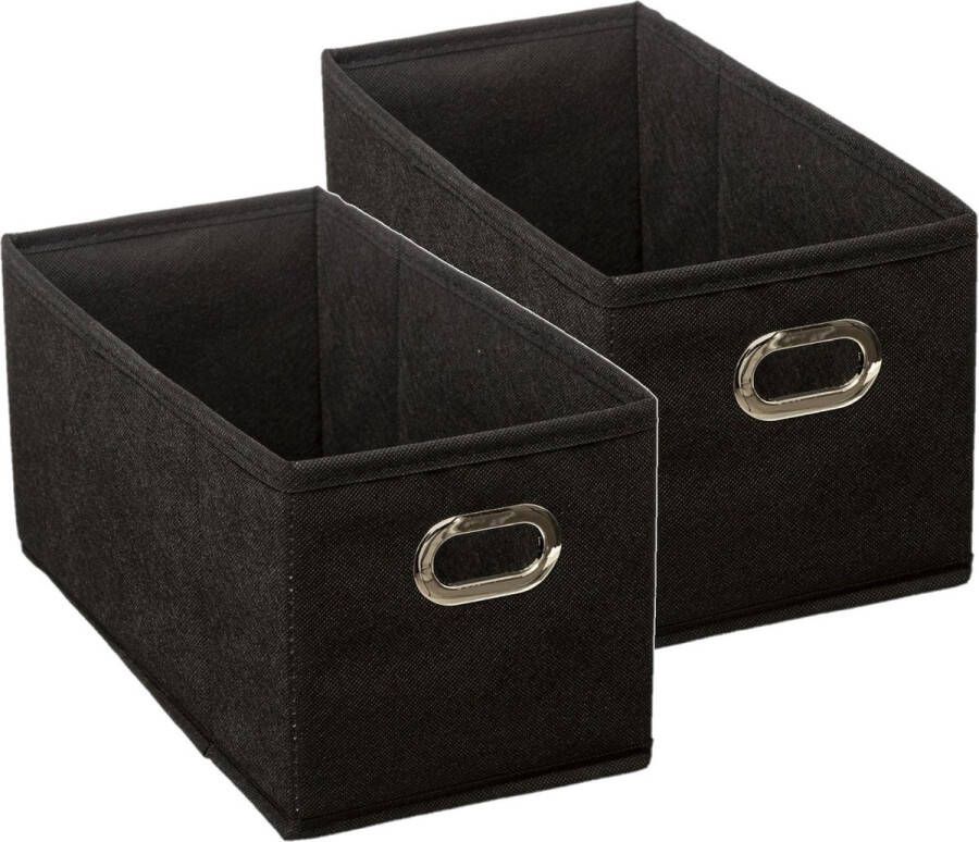 5five Set van 2x stuks opbergmand kastmand 7 liter zwart linnen 31 x 15 x 15 cm Opbergboxen Vakkenkast manden