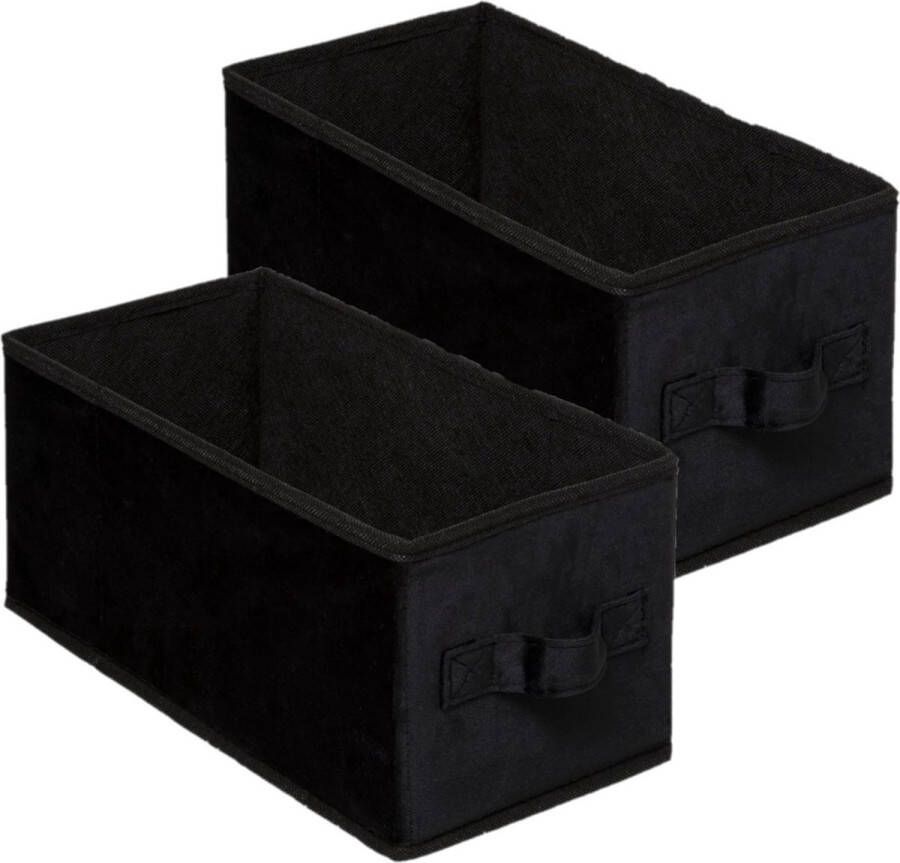 5five Set van 2x stuks opbergmand kastmand 7 liter zwart polyester 31 x 15 x 15 cm Opbergboxen Vakkenkast manden