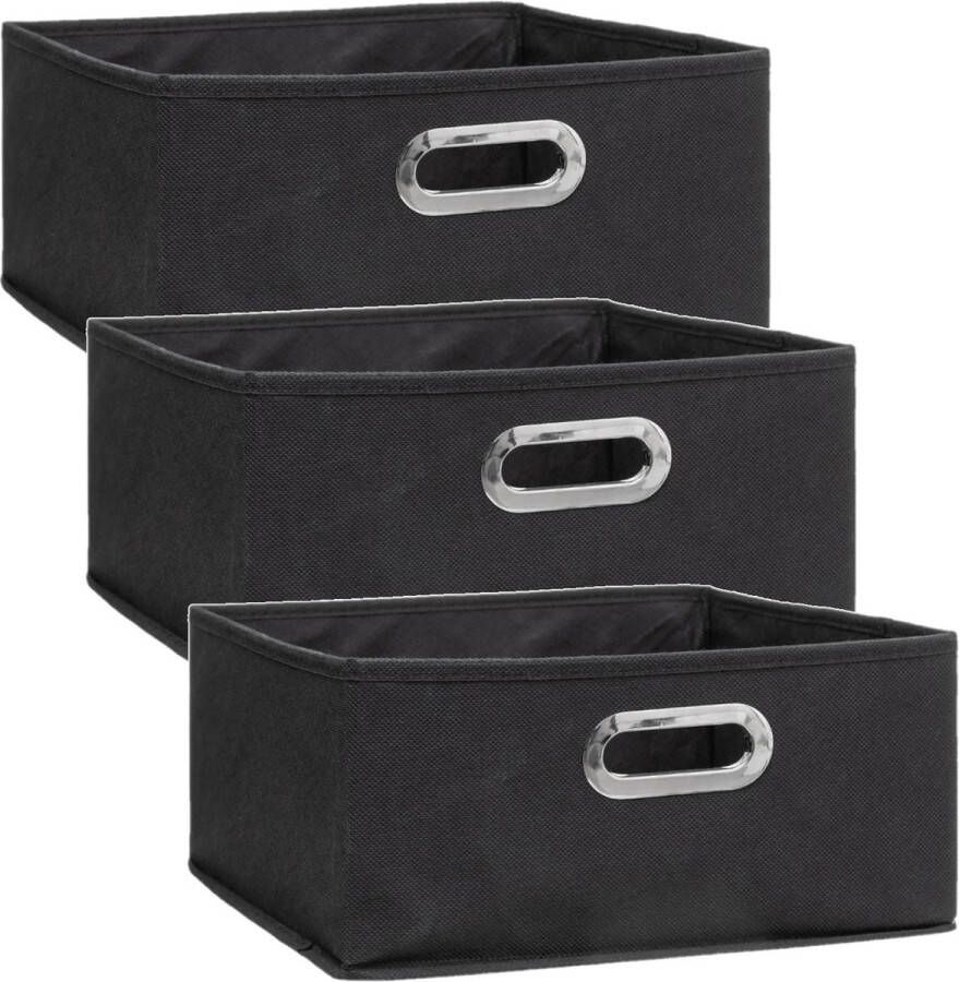 5five Set van 3x stuks opbergmand kastmand 14 liter donkergrijs linnen 31 x 31 x 15 cm Opbergboxen Vakkenkast manden