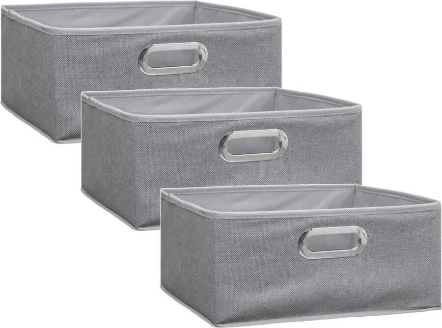 5five Set van 3x stuks opbergmand kastmand 14 liter lichtgrijs linnen 31 x 31 x 15 cm Opbergboxen Vakkenkast manden