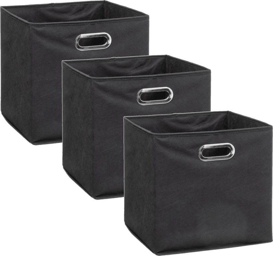 5five Set van 3x stuks opbergmand kastmand 29 liter donkergrijs linnen 31 x 31 x 31 cm Opbergboxen Vakkenkast manden