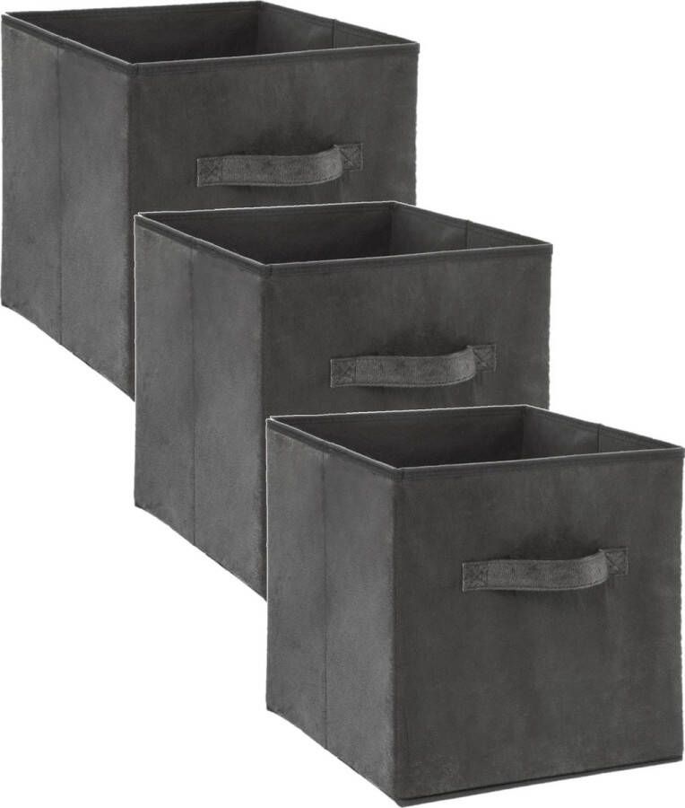 5five Set van 3x stuks opbergmand kastmand 29 liter donkergrijs polyester 31 x 31 x 31 cm Opbergboxen Vakkenkast manden