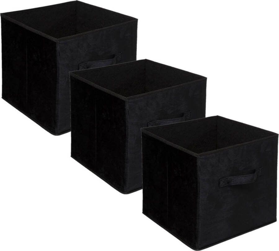 5five Set van 3x stuks opbergmand kastmand 29 liter zwart polyester 31 x 31 x 31 cm Opbergboxen Vakkenkast manden