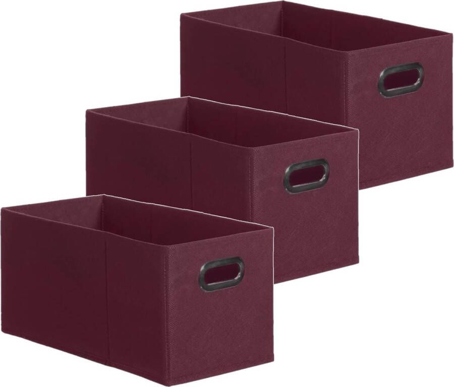 5five Set van 3x stuks opbergmand kastmand 7 liter aubergine paars linnen 31 x 15 x 15 cm Opbergboxen Vakkenkast manden