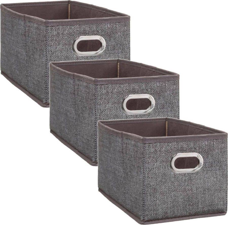 5five Set van 3x stuks opbergmand kastmand 7 liter bruin linnen 31 x 15 x 15 cm Opbergboxen Vakkenkast manden