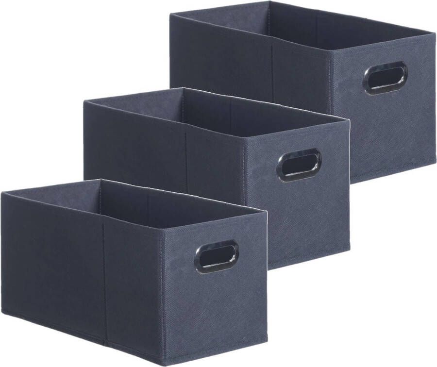 5five Set van 3x stuks opbergmand kastmand 7 liter donkergrijs linnen 31 x 15 x 15 cm Opbergboxen Vakkenkast manden