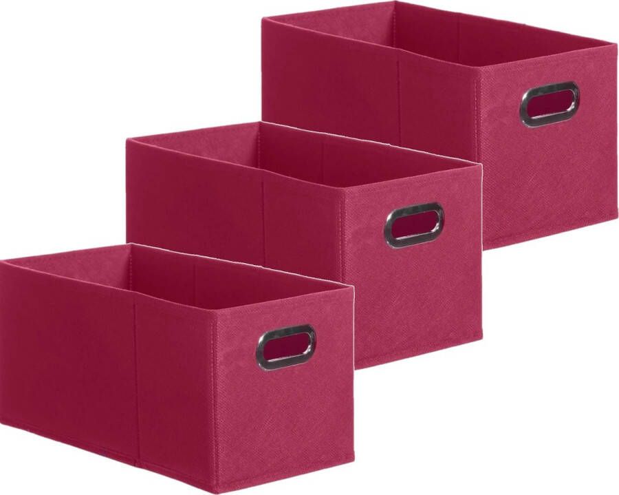 5five Set van 3x stuks opbergmand kastmand 7 liter framboos roze linnen 31 x 15 x 15 cm Opbergboxen Vakkenkast manden