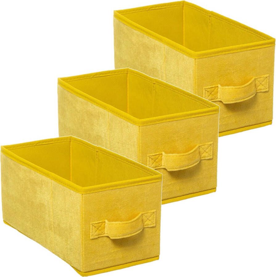 5five Set van 3x stuks opbergmand kastmand 7 liter geel polyester 31 x 15 x 15 cm Opbergboxen Vakkenkast manden