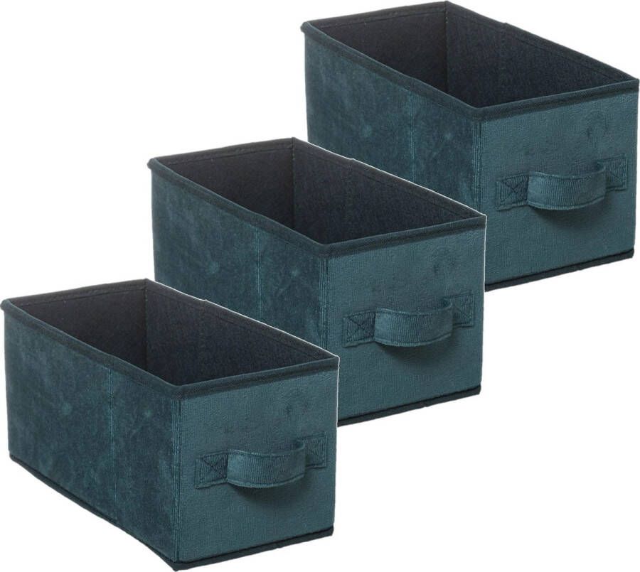 5five Set van 3x stuks opbergmand kastmand 7 liter petrol groen polyester 31 x 15 x 15 cm Opbergboxen Vakkenkast manden