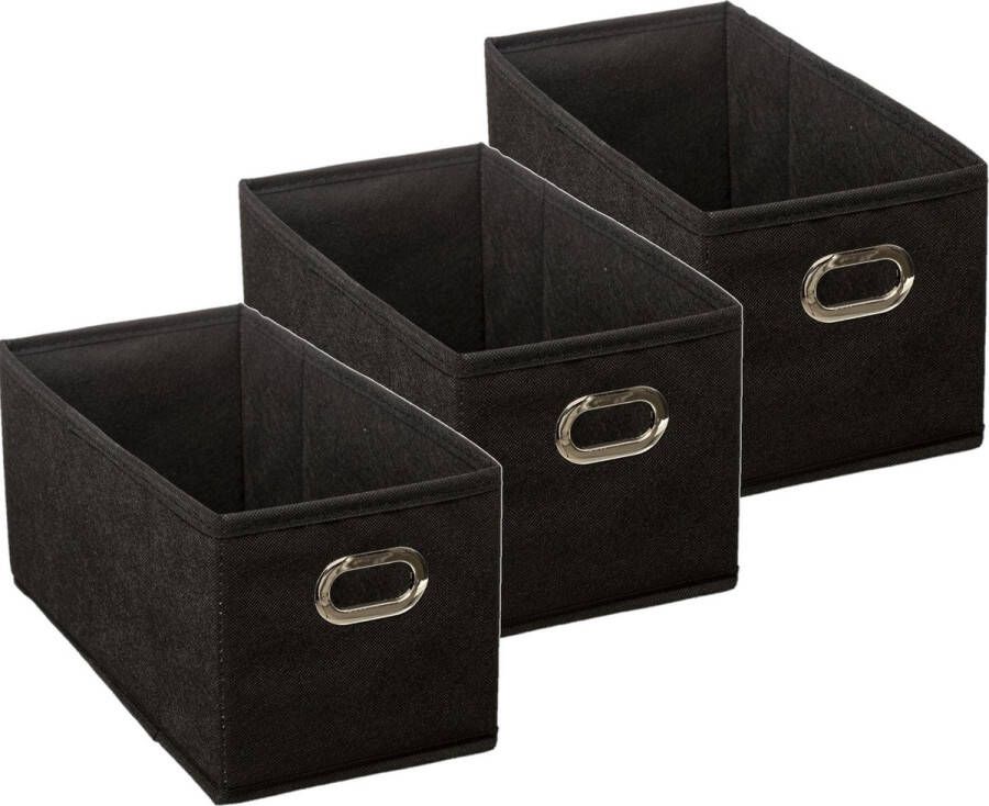 5five Set van 3x stuks opbergmand kastmand 7 liter zwart linnen 31 x 15 x 15 cm Opbergboxen Vakkenkast manden