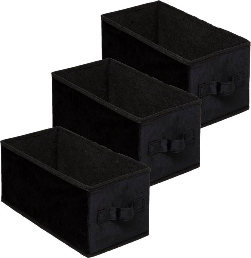 5five Set van 3x stuks opbergmand kastmand 7 liter zwart polyester 31 x 15 x 15 cm Opbergboxen Vakkenkast manden
