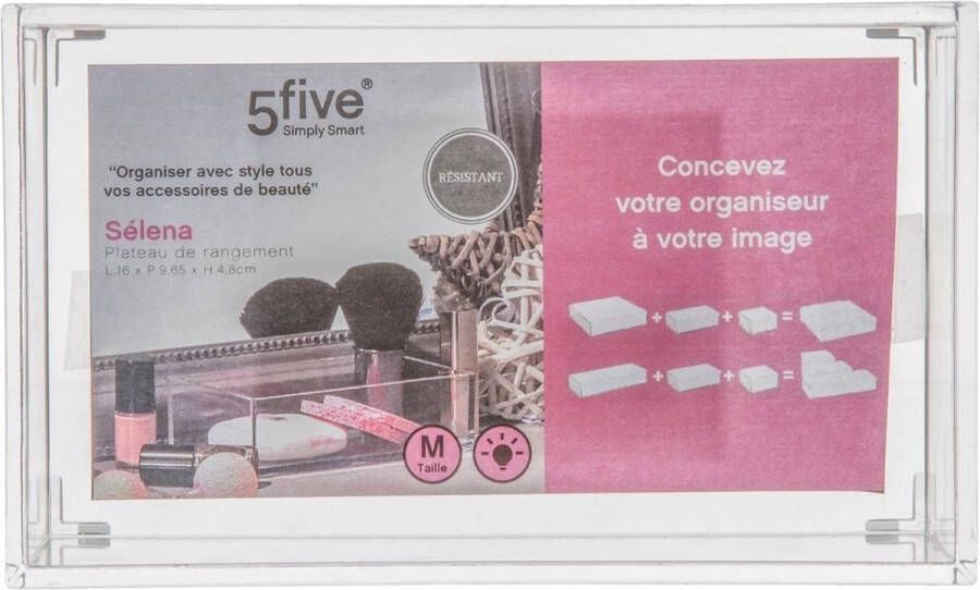 5five Set van 3x stuks sieraden make-up houder box 16 x 5 cm van kunststof Nagellak box Sieraden box Make-up box Organizer