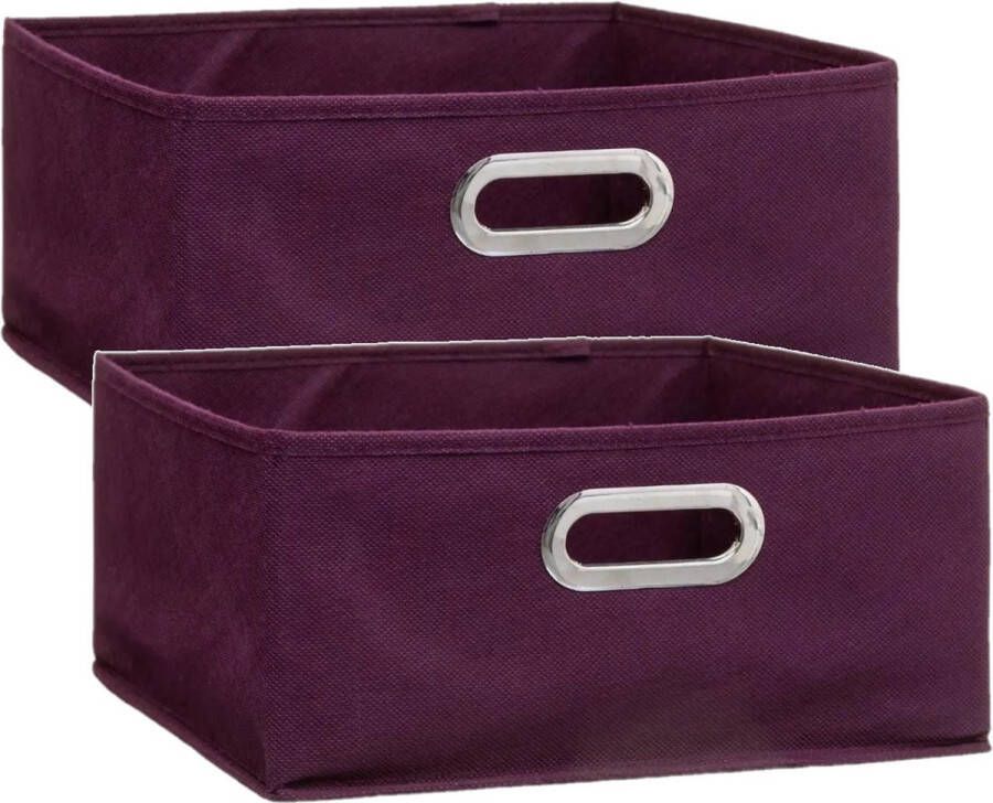 5five Set van 4x stuks opbergmand kastmand 14 liter aubergine paars linnen 31 x 31 x 15 cm Opbergboxen Vakkenkast manden