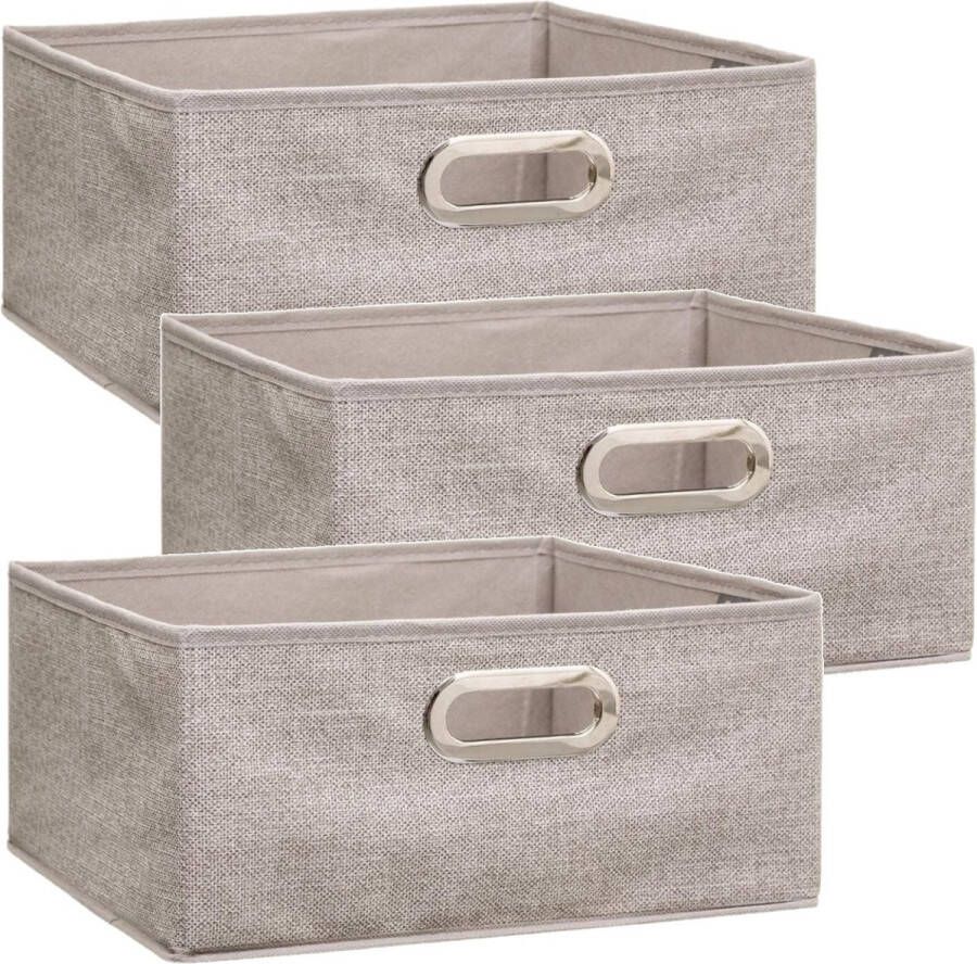5five Set van 4x stuks opbergmand kastmand 14 liter beige linnen 31 x 31 x 15 cm Opbergboxen Vakkenkast manden
