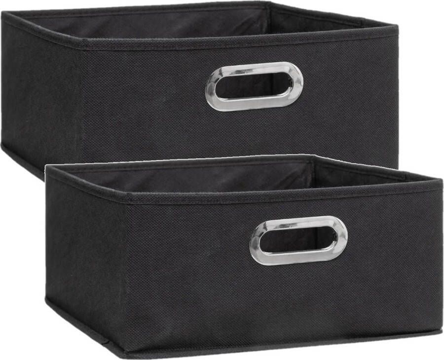 5five Set van 4x stuks opbergmand kastmand 14 liter donkergrijs linnen 31 x 31 x 15 cm Opbergboxen Vakkenkast manden