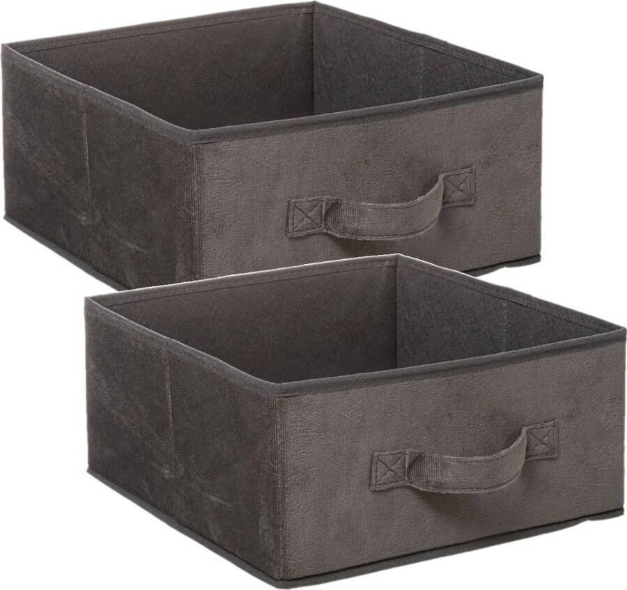 5five Set van 4x stuks opbergmand kastmand 14 liter donkergrijs polyester 31 x 31 x 15 cm Opbergboxen Vakkenkast manden