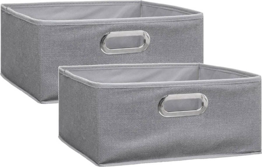 5five Set van 4x stuks opbergmand kastmand 14 liter lichtgrijs linnen 31 x 31 x 15 cm Opbergboxen Vakkenkast manden